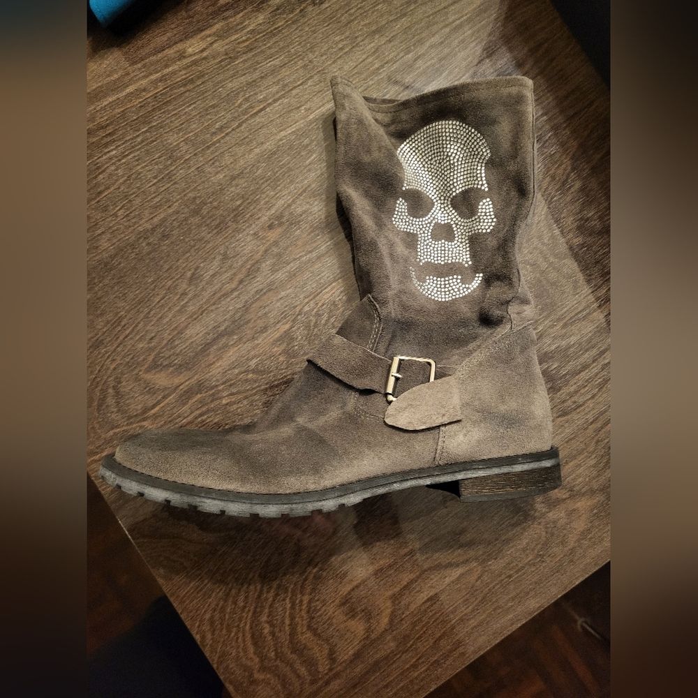 Ankle boots, grey color,  size 9, real leather,  made in Italy